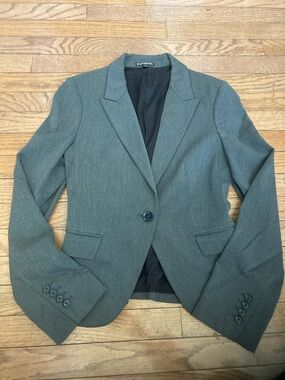 Express Gray Tailored Single-Button Blazer